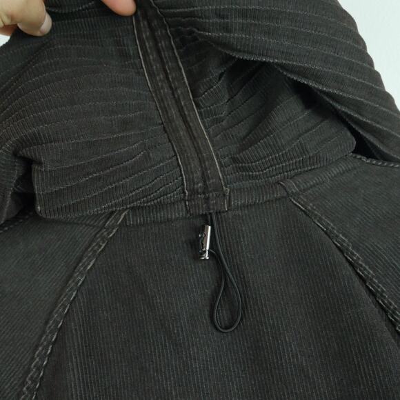 Y2K Large Jacket Reversible Corduroy Brown Houndstooth Parisian Hood Art to Wear - Picture 7 of 13